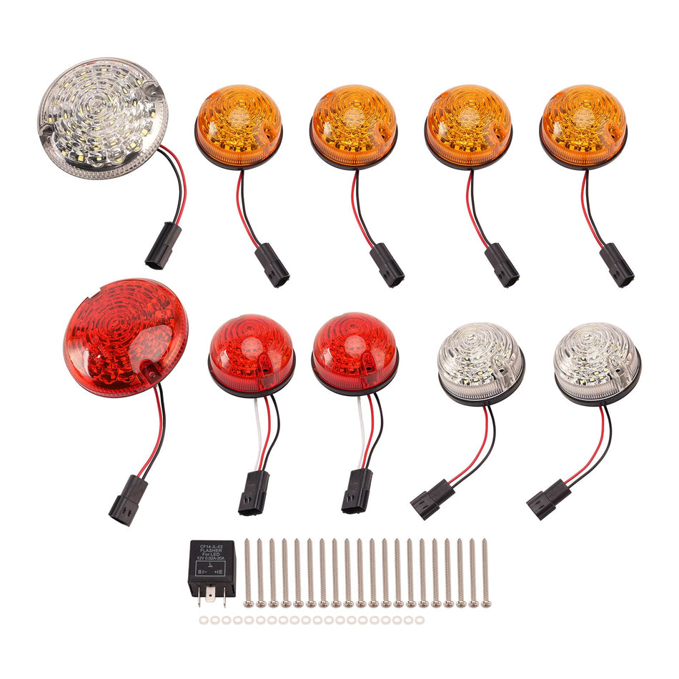 1983-1990年式ランドローバー ディフェンダー 90/110用 10個入りカラーLEDデイタイムランニングライト（DRL）フォグテールライトキット