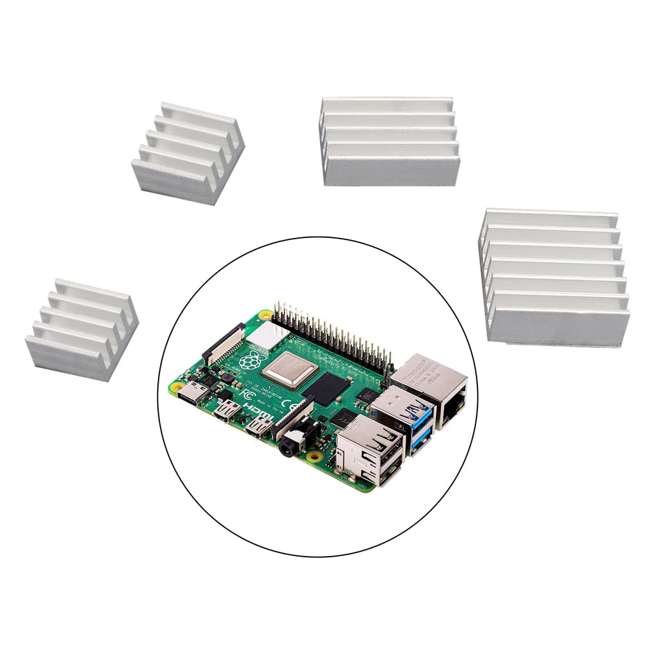 4PCS ラジエーター クーラー キット アルミ ヒートシンク Raspberry Pi 4B 用 ステッカー付き
