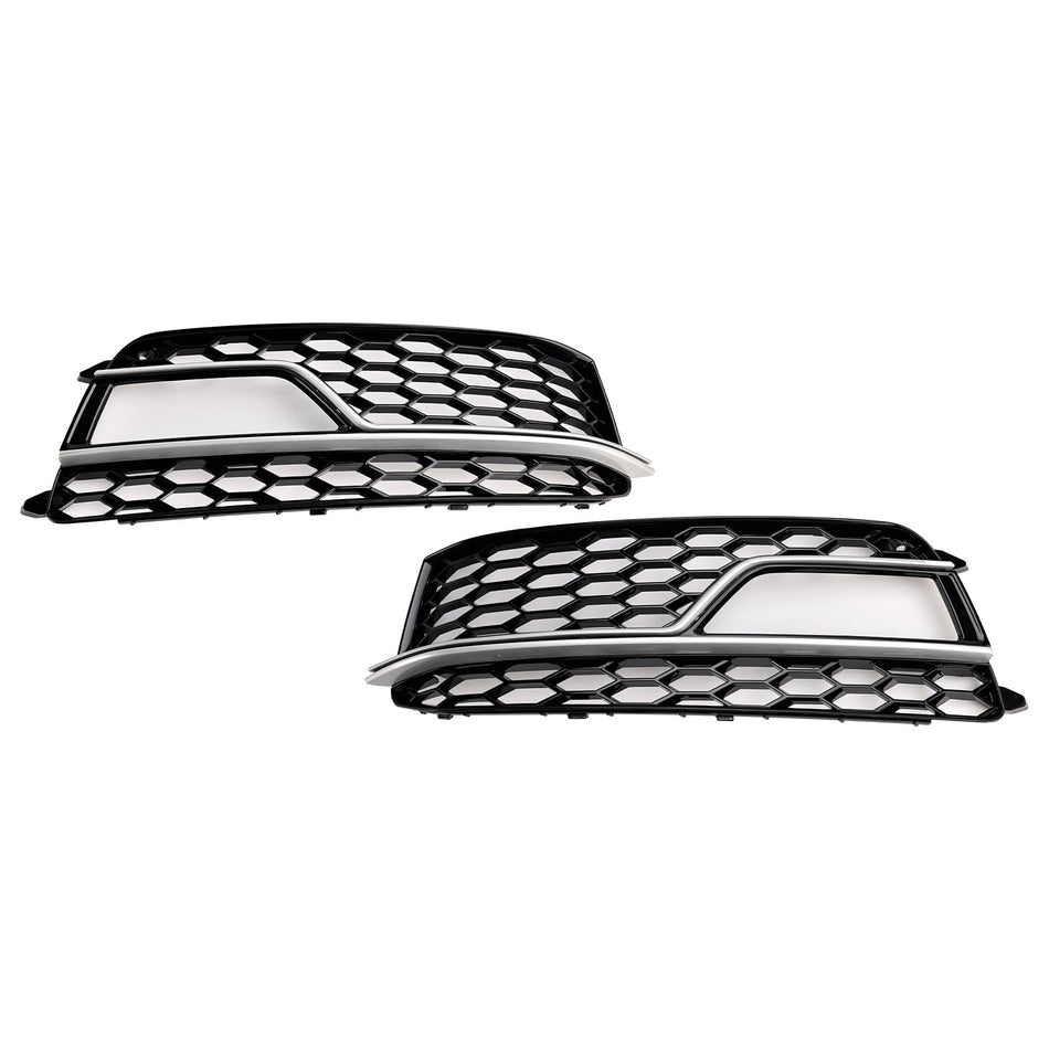 2013-2016 AUDI A5 S-Line S5 2PCS フロントフォグランプ ブラックグリルグリル