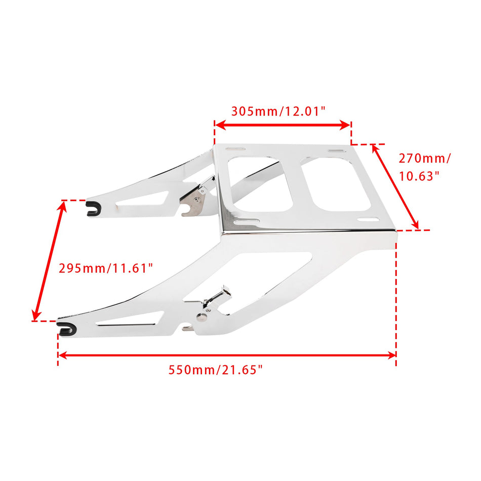 取り外し可能な2アップツアーパックマウントラッククローム、M8ローライダーS/ST 2018-2025用