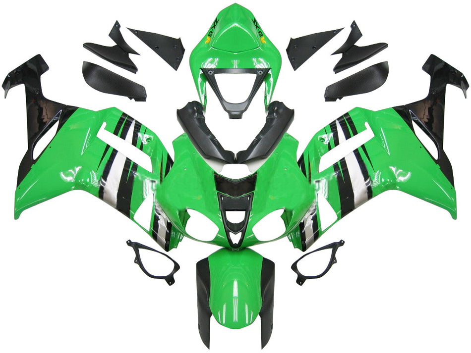 2007-2008 カワサキ ZX6R ZX636 フェアリング グリーン ブラック シルバー Ninja ZX6R レーシング ジェネリック