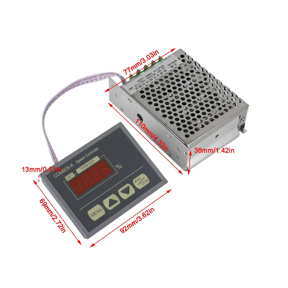 12-80V 30A PWM DC モーター速度コントローラー ガバナー デジタルディスプレイパネル付き