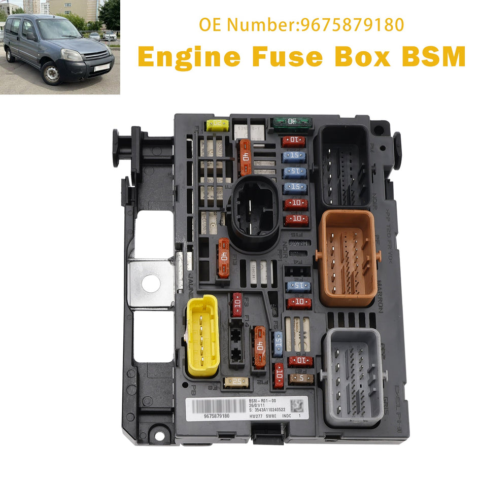 プジョーパートナーシトロエンベルランゴ用エンジンヒューズボックスBSM 9675879180
