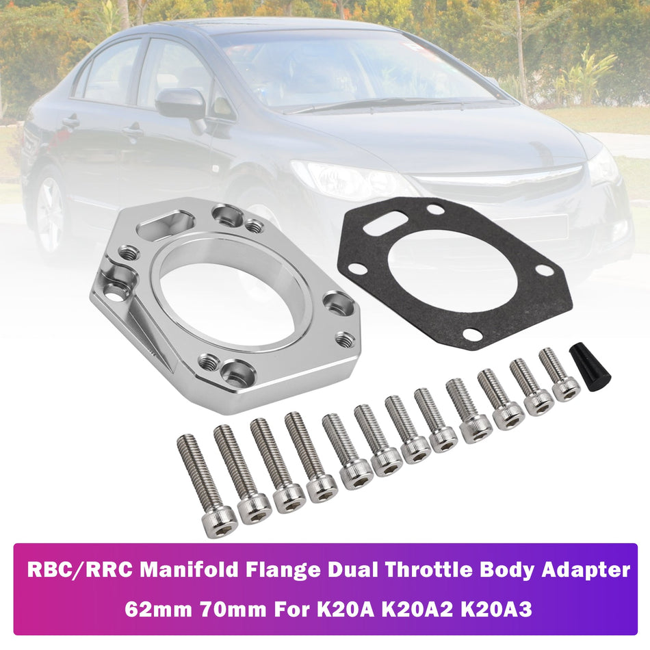 RBC/RRC マニホールドフランジ デュアルスロットルボディアダプター 62mm 70mm K20A K20A2 K20A3用