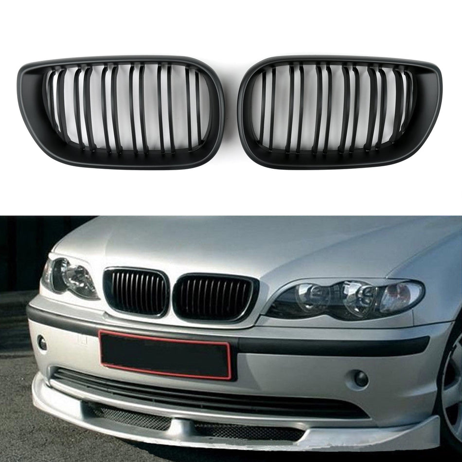 2002-2005 BMW E46 3シリーズ 4ドア フロントキドニーフードグリル グリル マットブラック