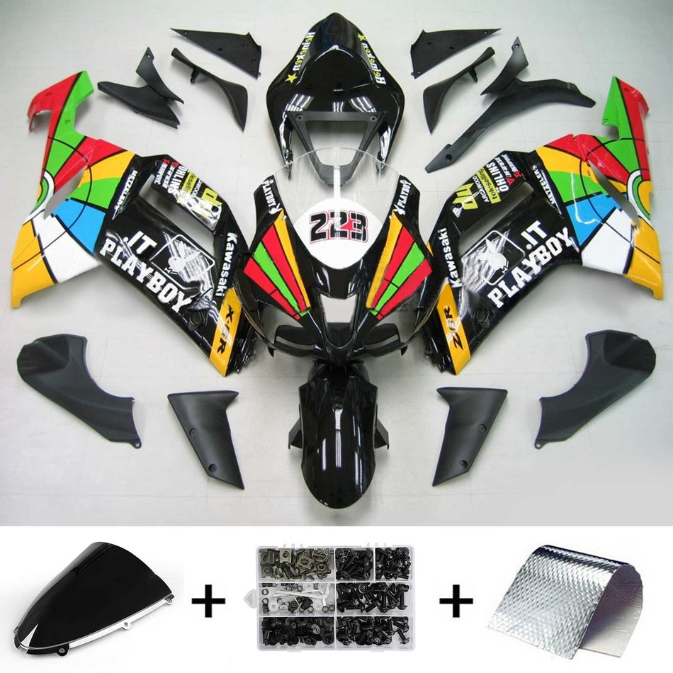 2007-2008 カワサキ ZX6R 636 Amotopart インジェクションフェアリングキット ボディワーク プラスチック ABS #134
