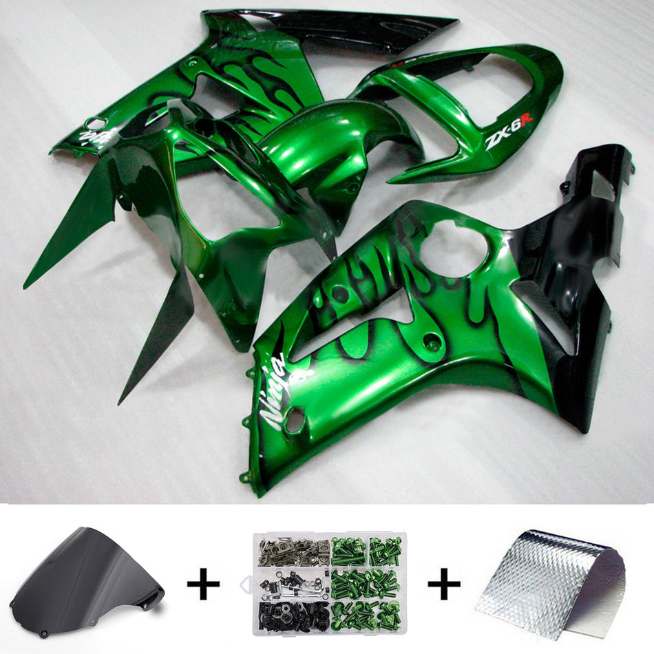 インジェクションフェアリングキット ボディワーク プラスチック ABS カワサキ ZX6R 636 2003-2004 に適合