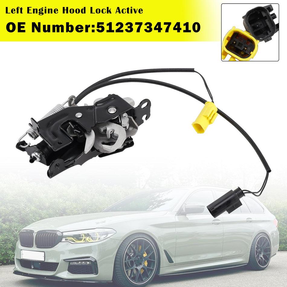 BMW 5シリーズ G30 F90 G31 2016-2023用 左エンジンフードロック（アクティブ）51237347410