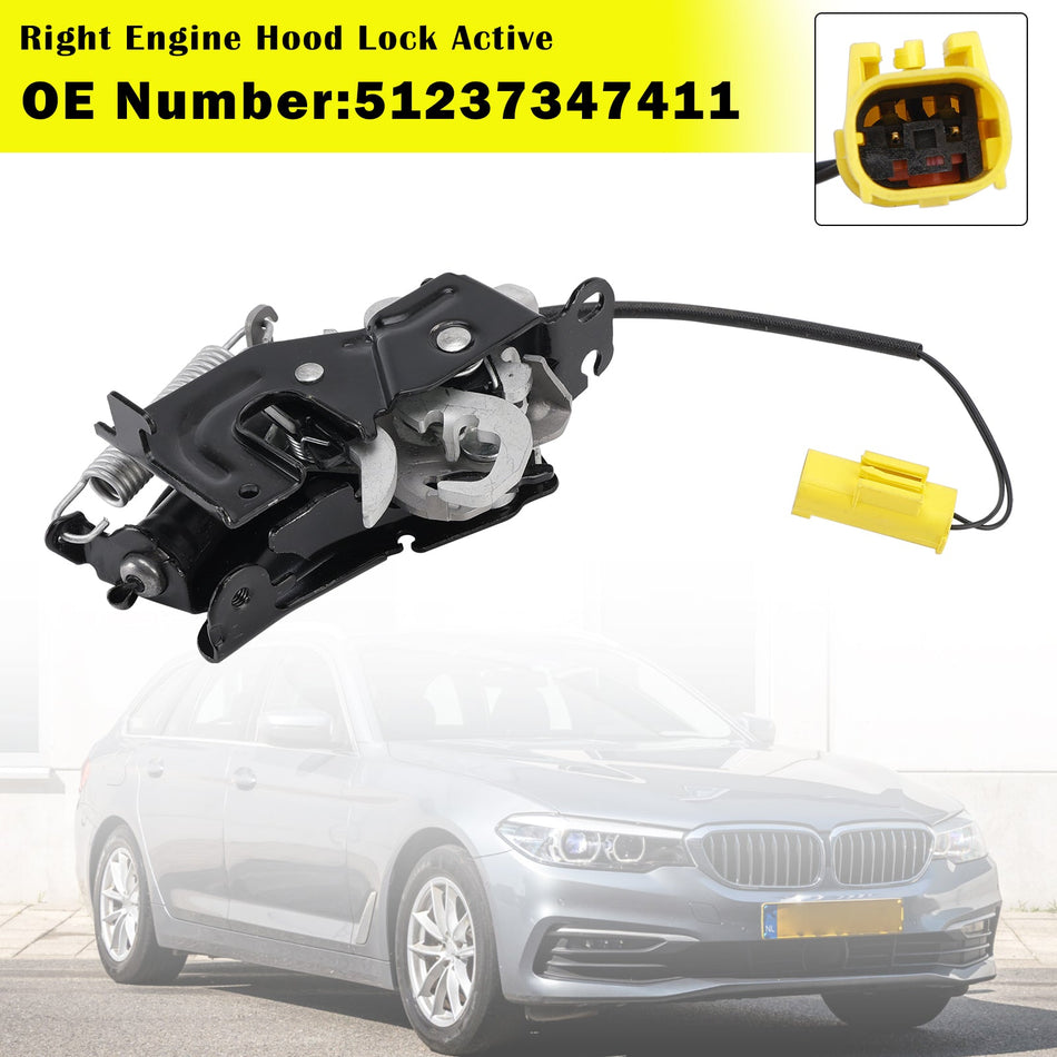 BMW 5シリーズ G30 F90 G31 2016-2023用 右エンジンフードロック（アクティブ）51237347411