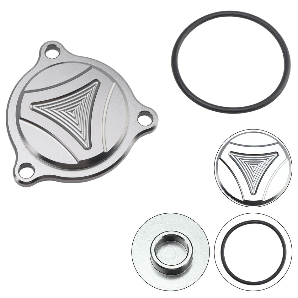 CNCオイルフィルターカバー グレー スズキ DRZ400 DRZ 400S DRZ 400SM DRZ400E 05-2025用