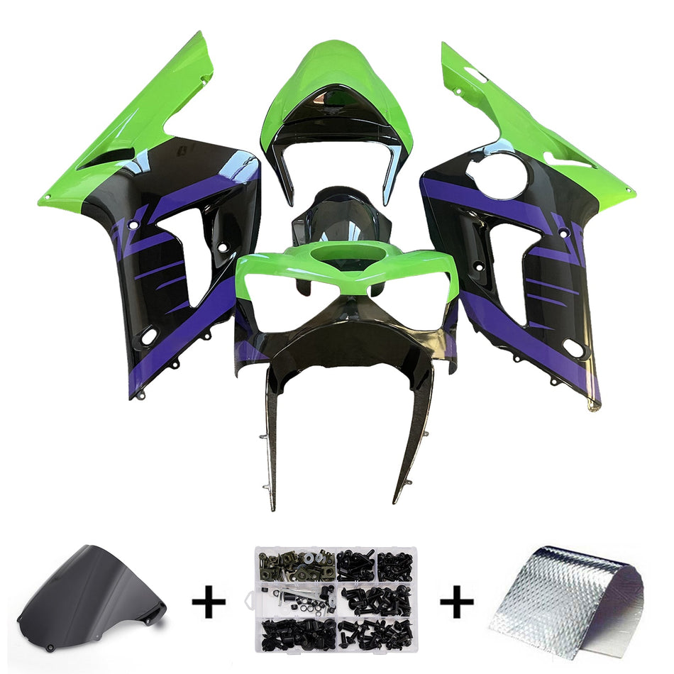 インジェクションフェアリングキット ボディワーク プラスチック ABS カワサキ ZX6R 636 2003-2004 に適合