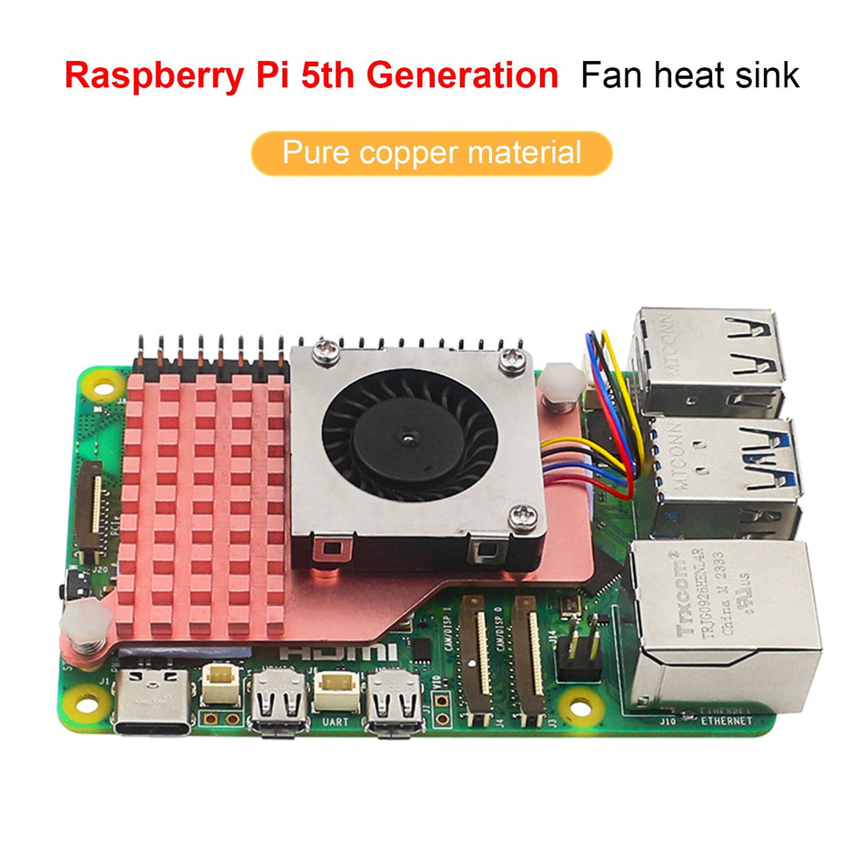 5番目のファンラジエーターRaspberry pi5純銅素材ヒートシンクブロワー冷却ファン
