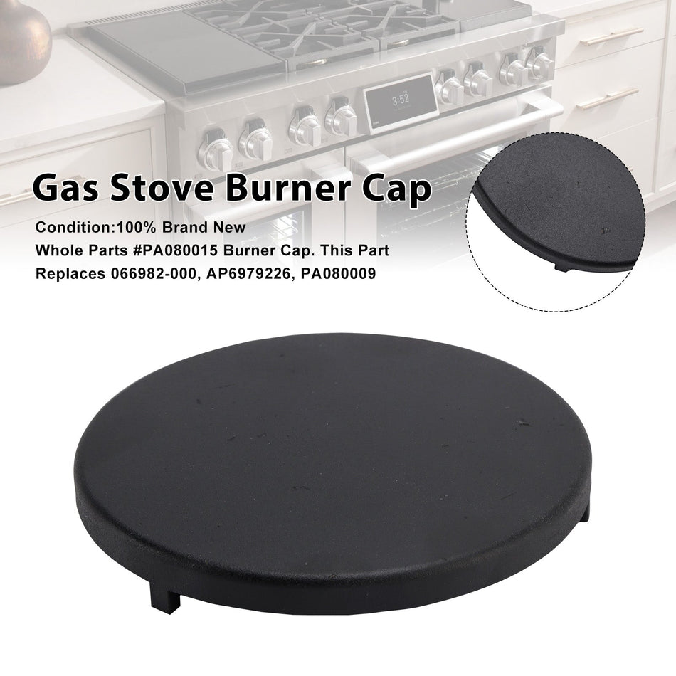 バーナーキャップ部品番号PA080015　一部のバイキング製ガスレンジに適合 - 066982-000モデルの代替品