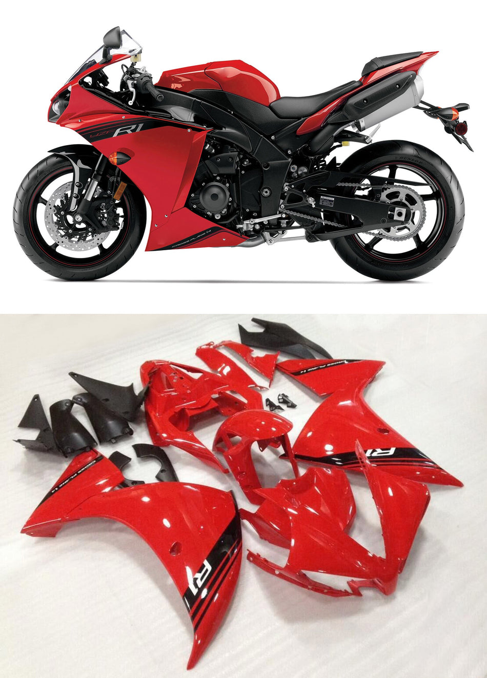 2012-2014 ヤマハ YZF R1 レッド レーシング プラスチック ジェネリック