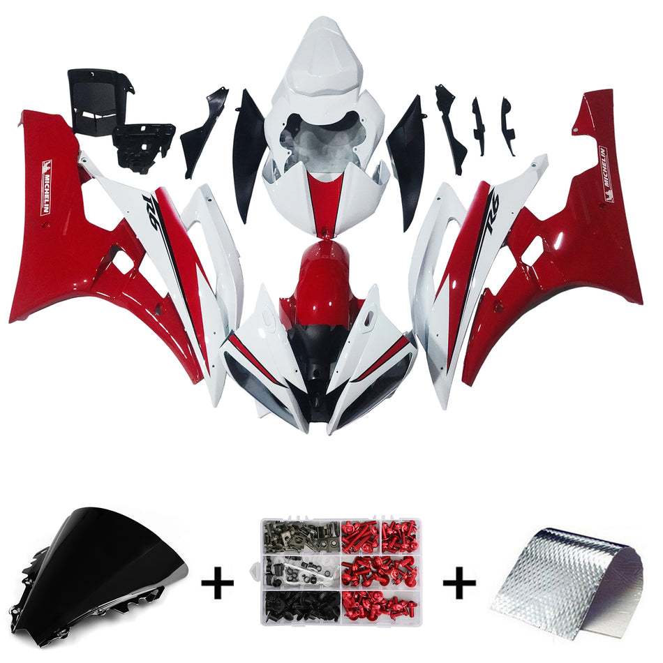 2006-2007 ヤマハ YZF-R6 フェアリング ホワイト レッド ミシュラン R6 レーシング ジェネリック