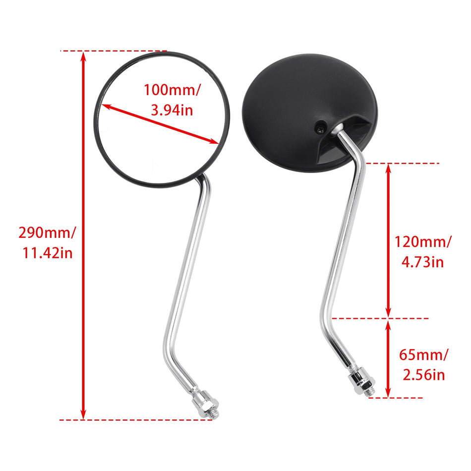 ピアッジオ ベスパ スクーター モペット用 ラウンドミラー ブラック ペア 8mm ユニバーサルフィット