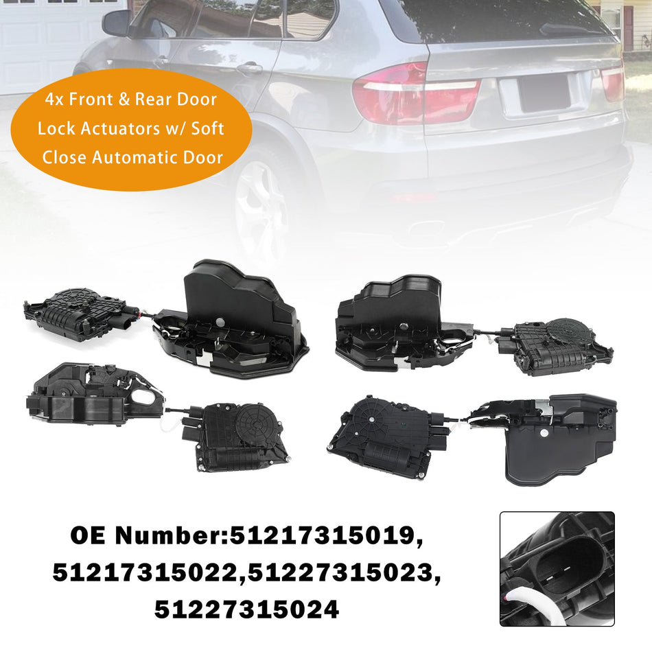 BMW X5 E70 07-12、X6 E71 08-14用フロント＆リアドアロックアクチュエーター4個セット（ソフトクローズ機能付き）