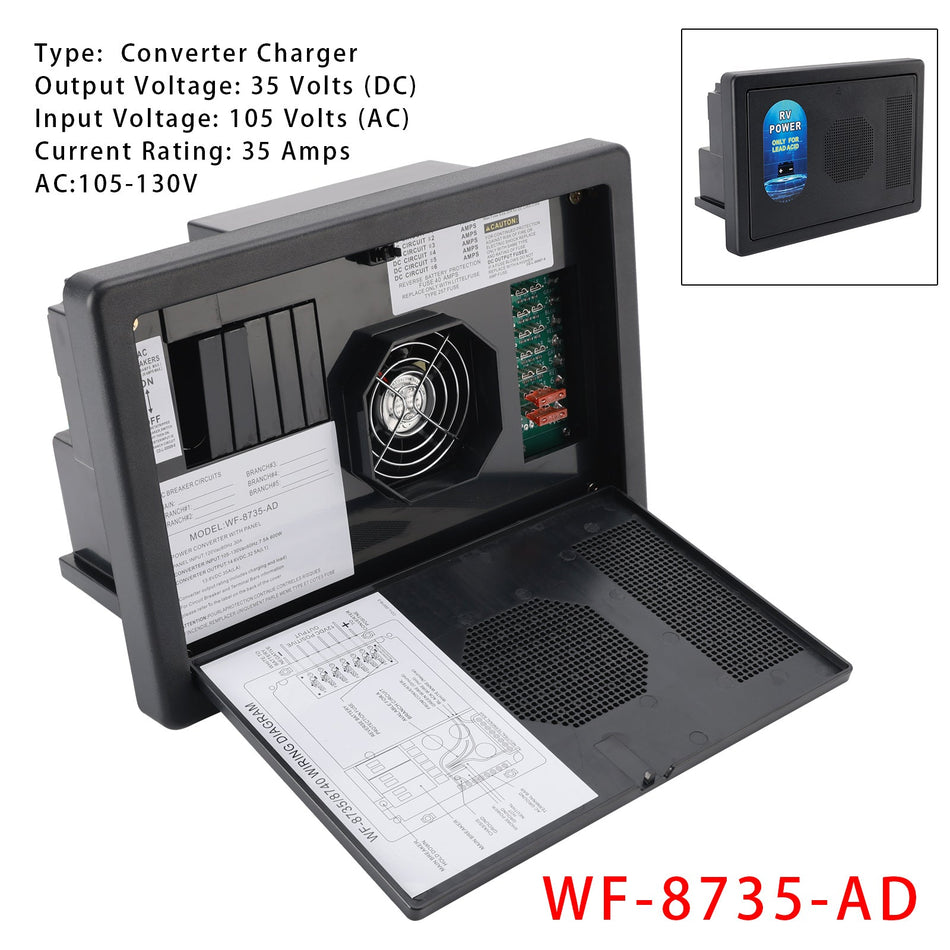 WF-8735-AD RVコンバーターチャージャー 30アンペアパワーセンター RV自動検出サポート