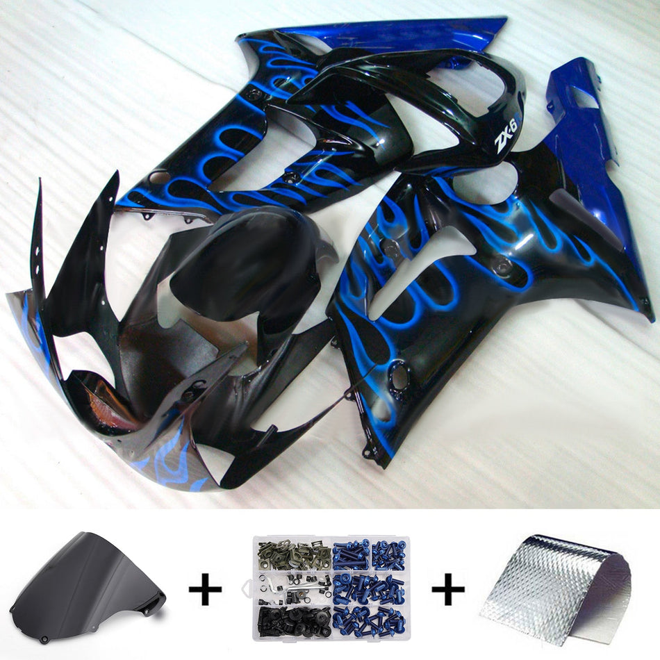 インジェクションフェアリングキット ボディワーク プラスチック ABS カワサキ ZX6R 636 2003-2004 に適合