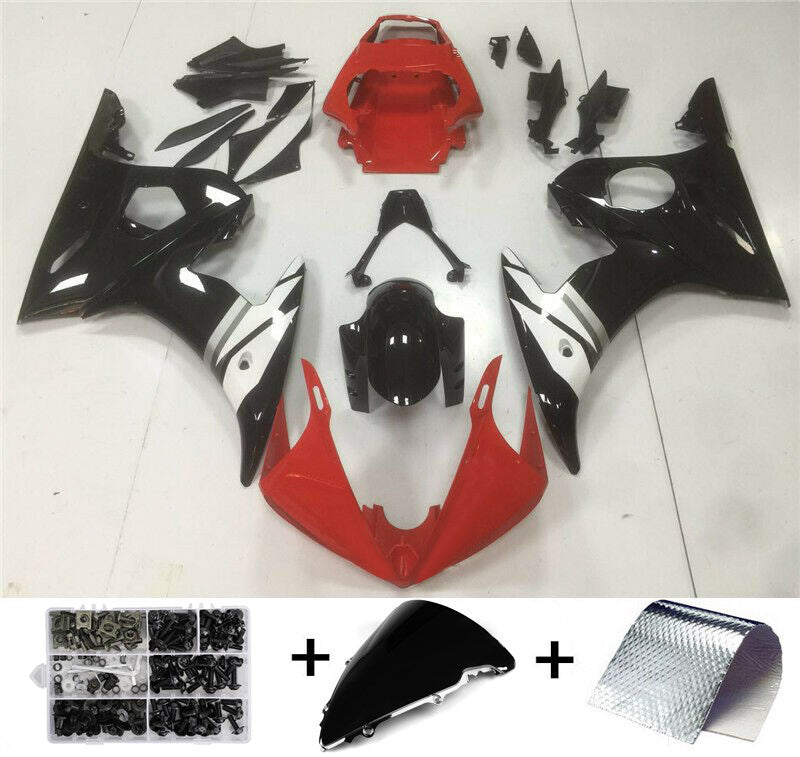 2003-2004 フェアリング インジェクション プラスチック キット ヤマハ YZF R6 に適合 赤 白 汎用
