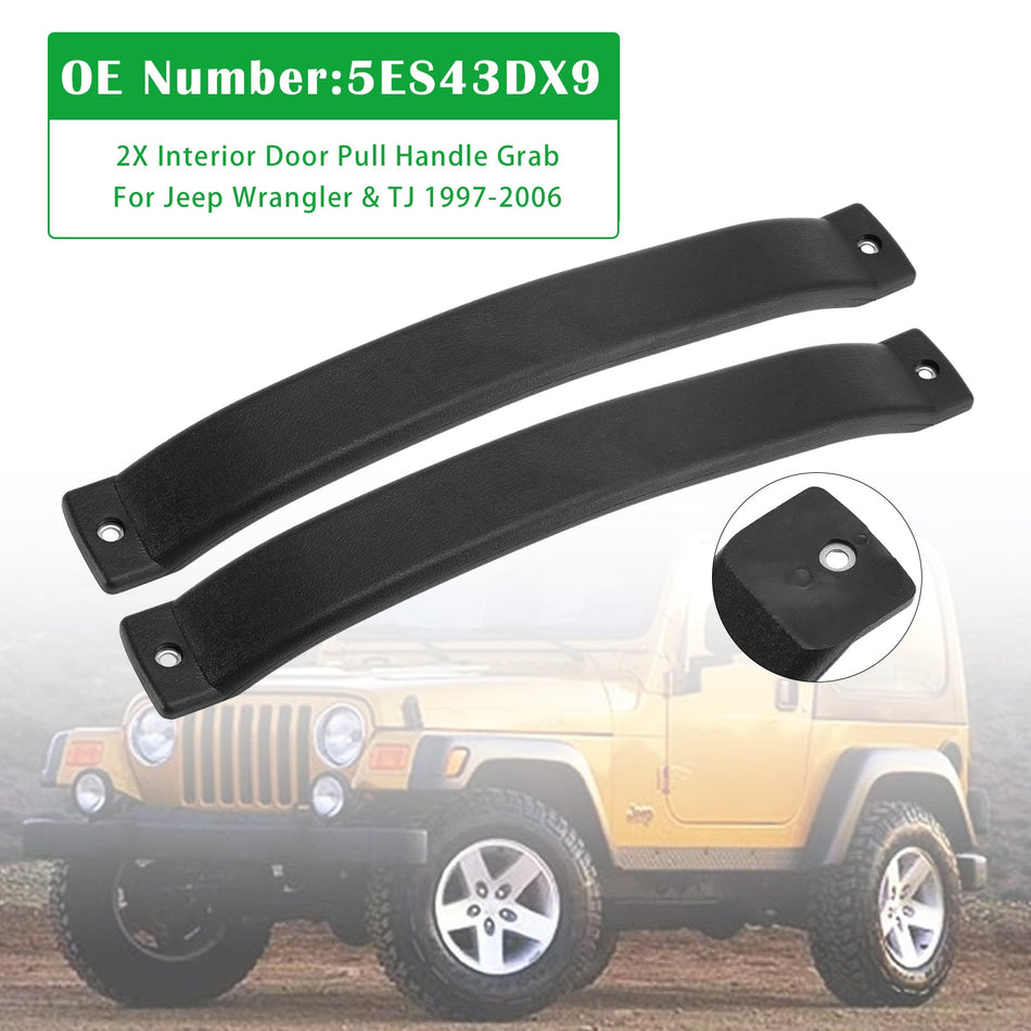 1997-2006 ジープ ラングラー &amp; TJ 2個入り 内装ドアプルハンドル グラブ 5ES43DX9