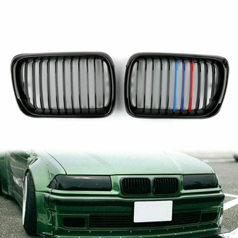 1997-1999 BMW E36 M3 フロント キドニー グリル メッシュ グリル グロス ブラック/マット ブラック ジェネリック