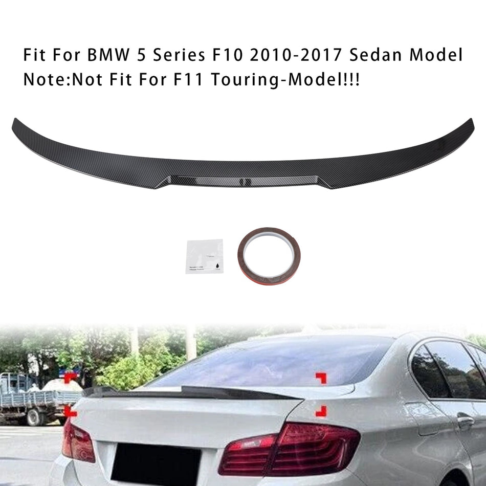 2010-2016 BMW 5シリーズ F10 M4スタイル カーボンファイバールック リアブートスポイラー