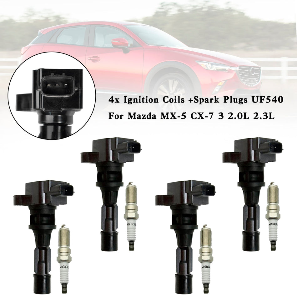2006-2012 マツダ 3 L4 2.3L 4x イグニッションコイル + スパークプラグ UF540