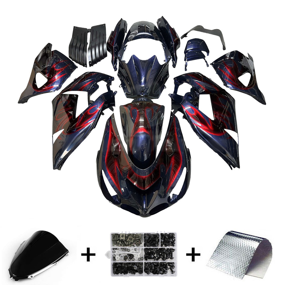 インジェクションフェアリングキット ボディワーク Kawasaki ZX14R ZZR1400 2006-2011 に適合
