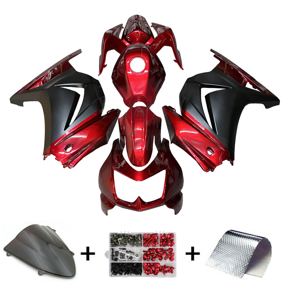 インジェクションフェアリングキット ボディワーク プラスチック ABS カワサキ EX250 Ninja250R 2008-2012 に適合