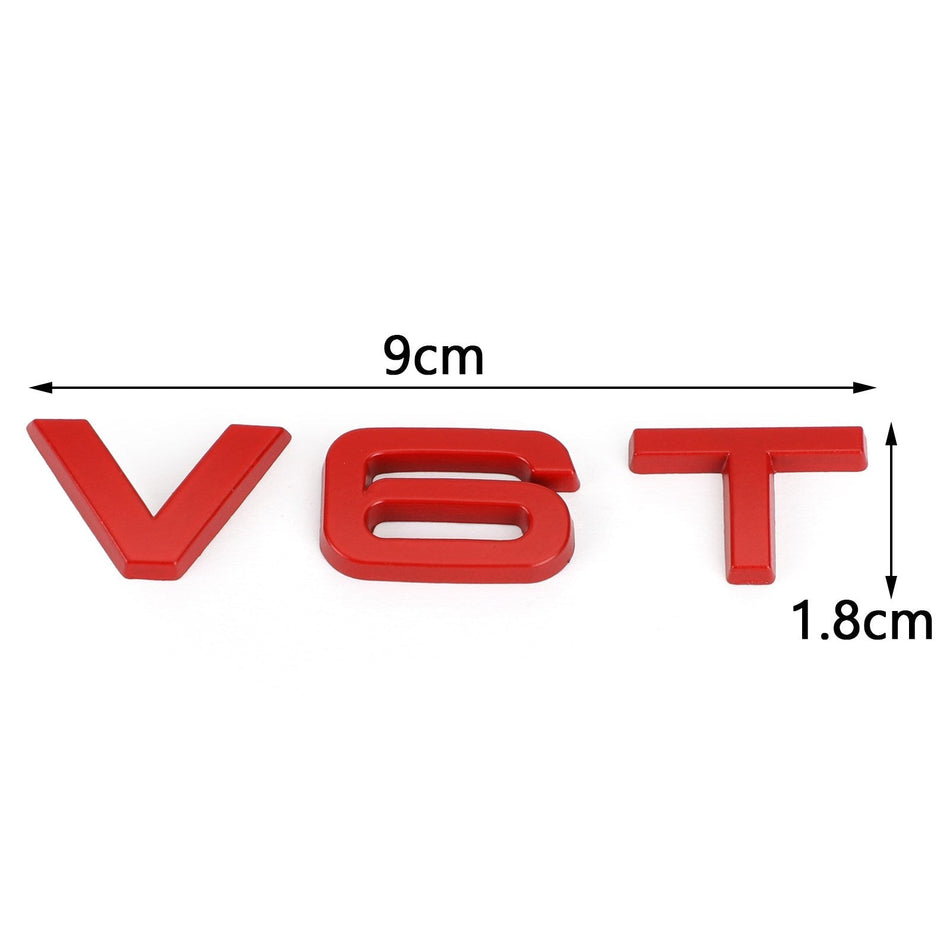 V6T エンブレムバッジアウディ A1 A3 A4 A5 A6 A7 Q3 Q5 Q7 S6 S7 S8 S4 SQ5 赤汎用