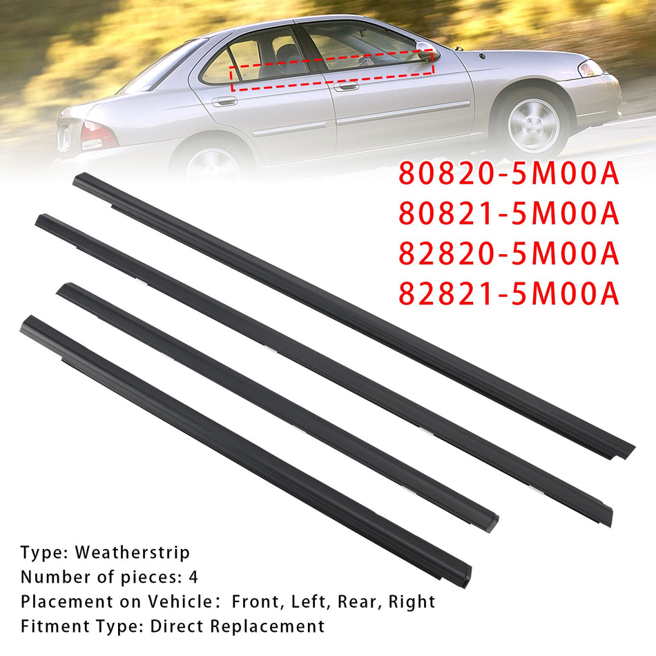 2001-2006 日産セントラ 4PCS ウェザーストリップ 80820-5M00A 82821-5M00A