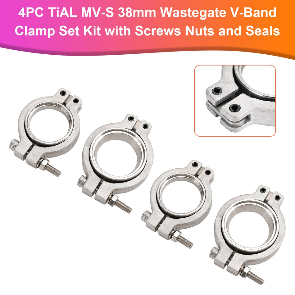 TiAL MV-S 38mm ウェイストゲート Vバンドクランプセットキット 4個入り（ネジ、ナット、シール付き）