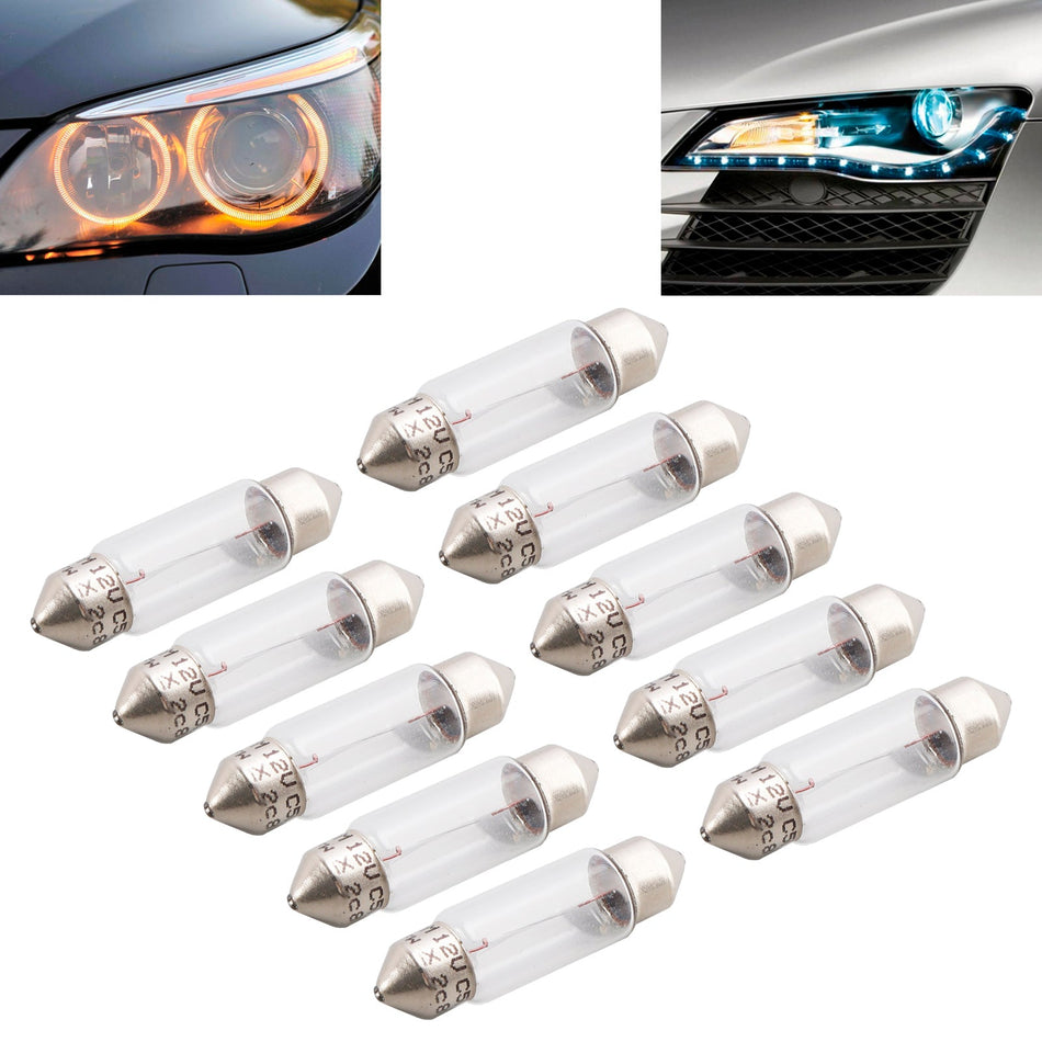 10個入り 車用ライト 管状ランプ電球 C5W SV8.5 36MM 6418 12V 5W OSRAM用